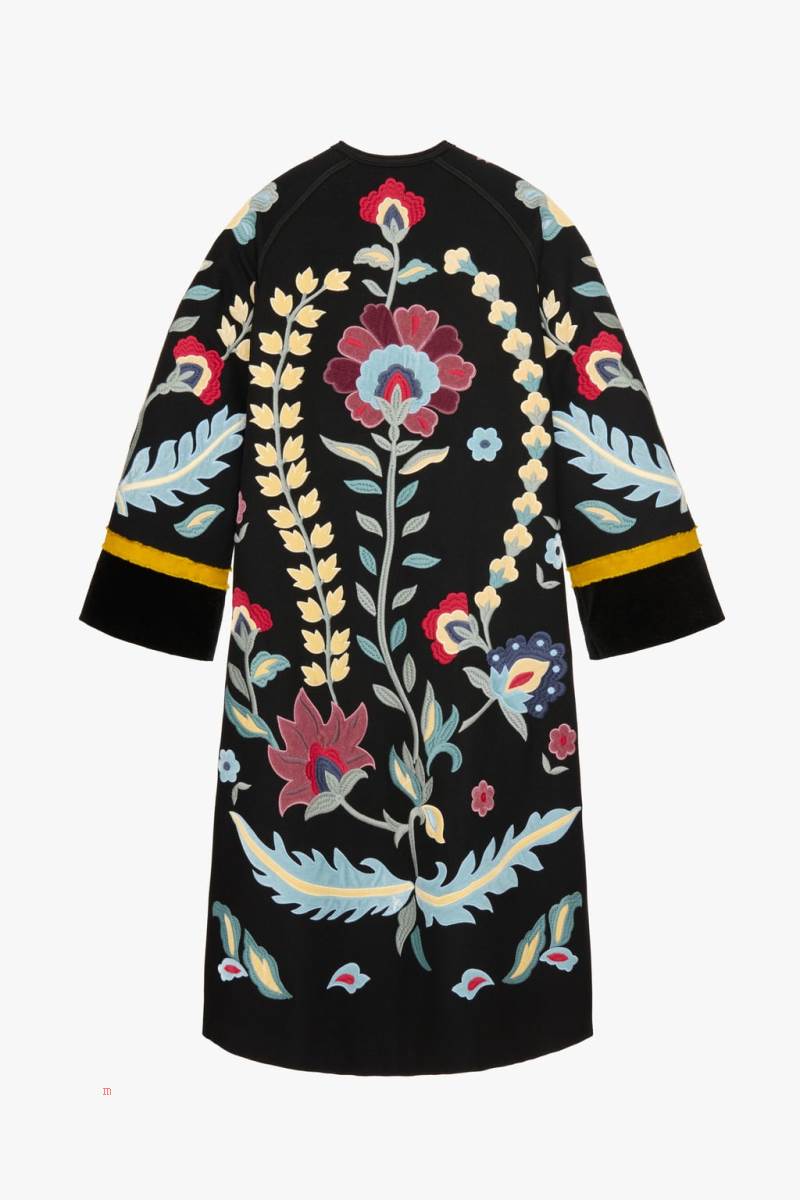 ZARA EMBROIDERED Rockar Dam Svarta | OGHCD-5708
