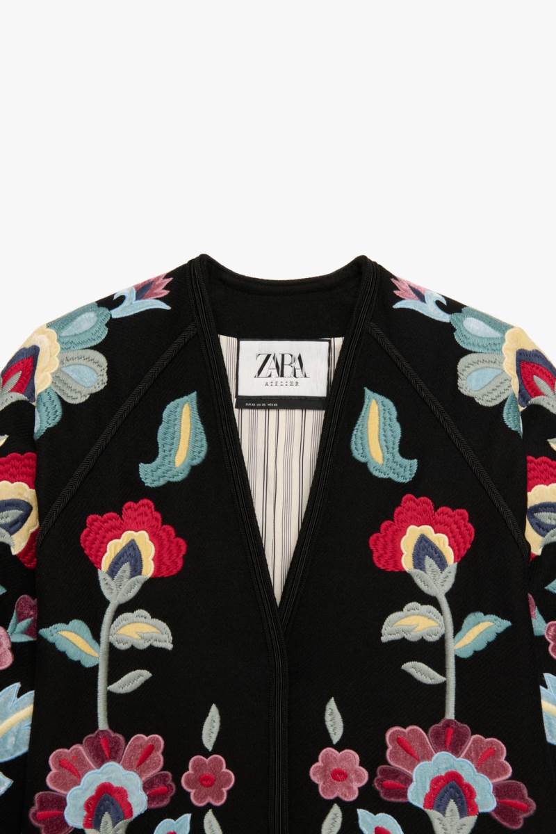 ZARA EMBROIDERED Rockar Dam Svarta | OGHCD-5708