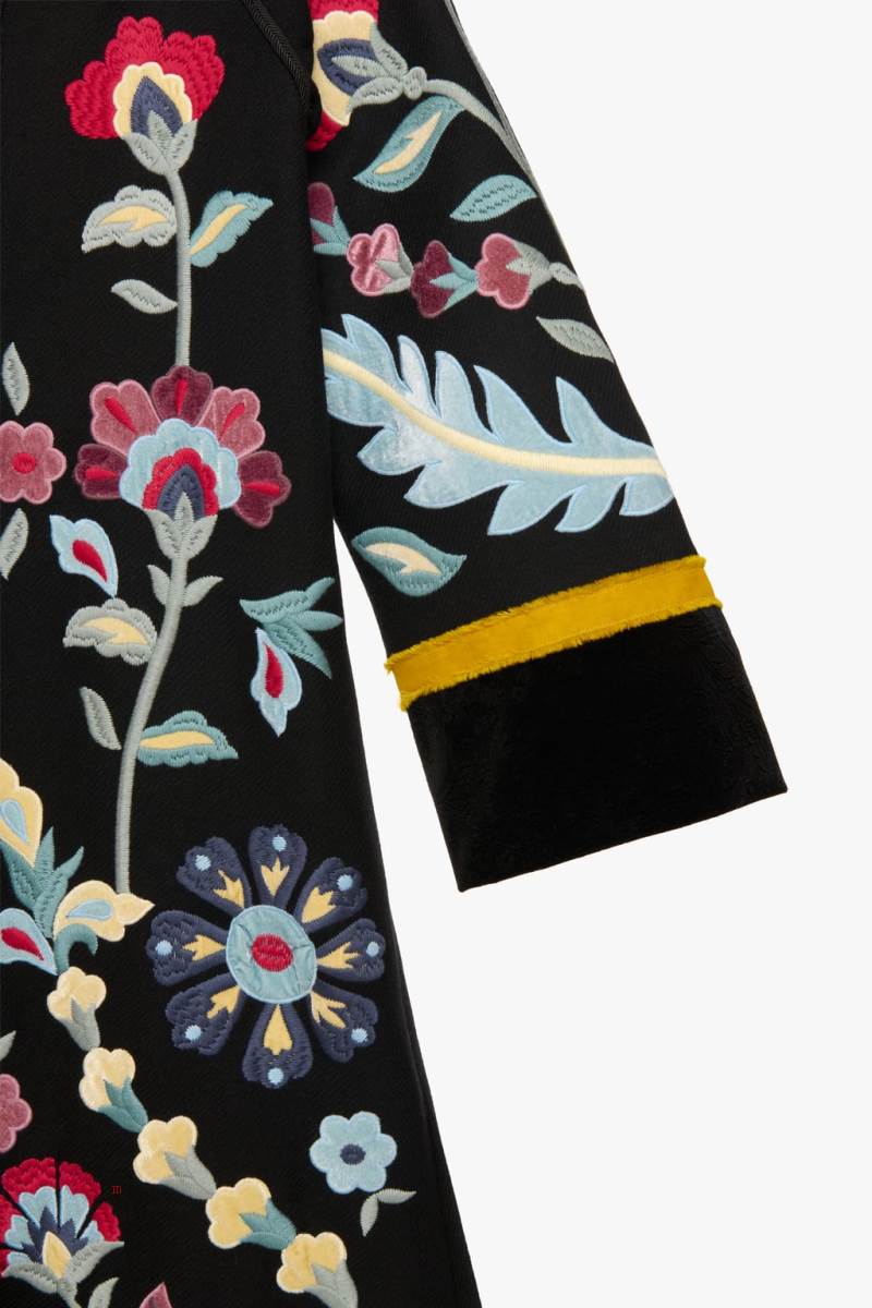 ZARA EMBROIDERED Rockar Dam Svarta | OGHCD-5708