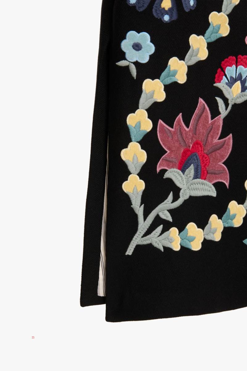 ZARA EMBROIDERED Rockar Dam Svarta | OGHCD-5708