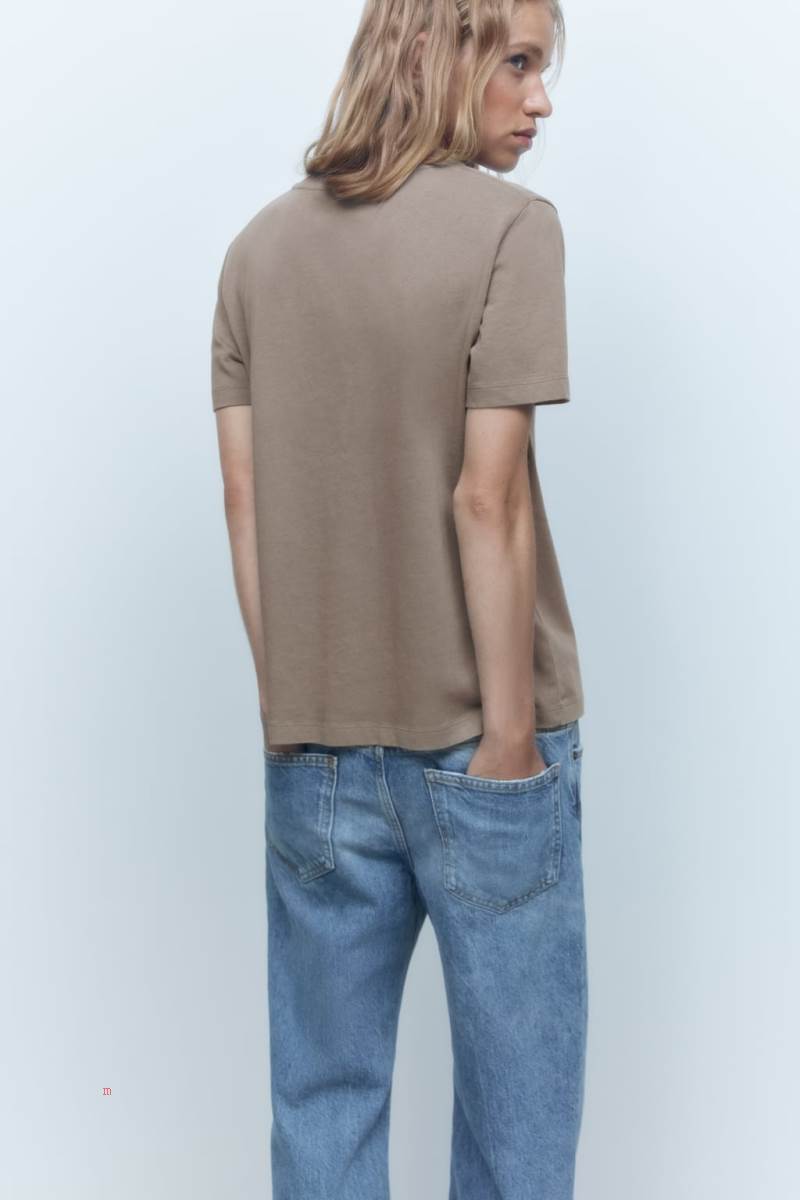 ZARA EMBROIDERED SLOGAN T-shirt Dam Grå | MNDZG-6527