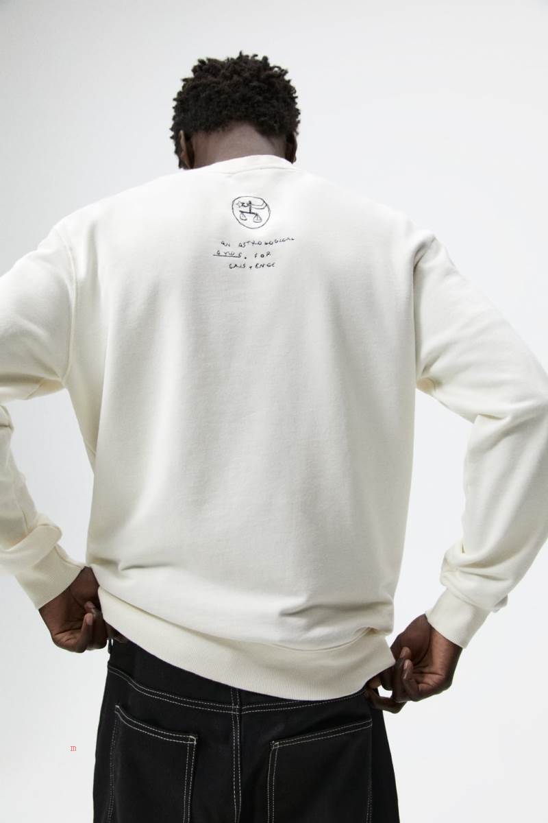 ZARA EMBROIDERED TAROT Sweatshirt Herr Grå Vita | WAMVG-6039