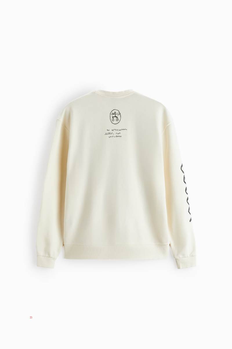 ZARA EMBROIDERED TAROT Sweatshirt Herr Grå Vita | WAMVG-6039