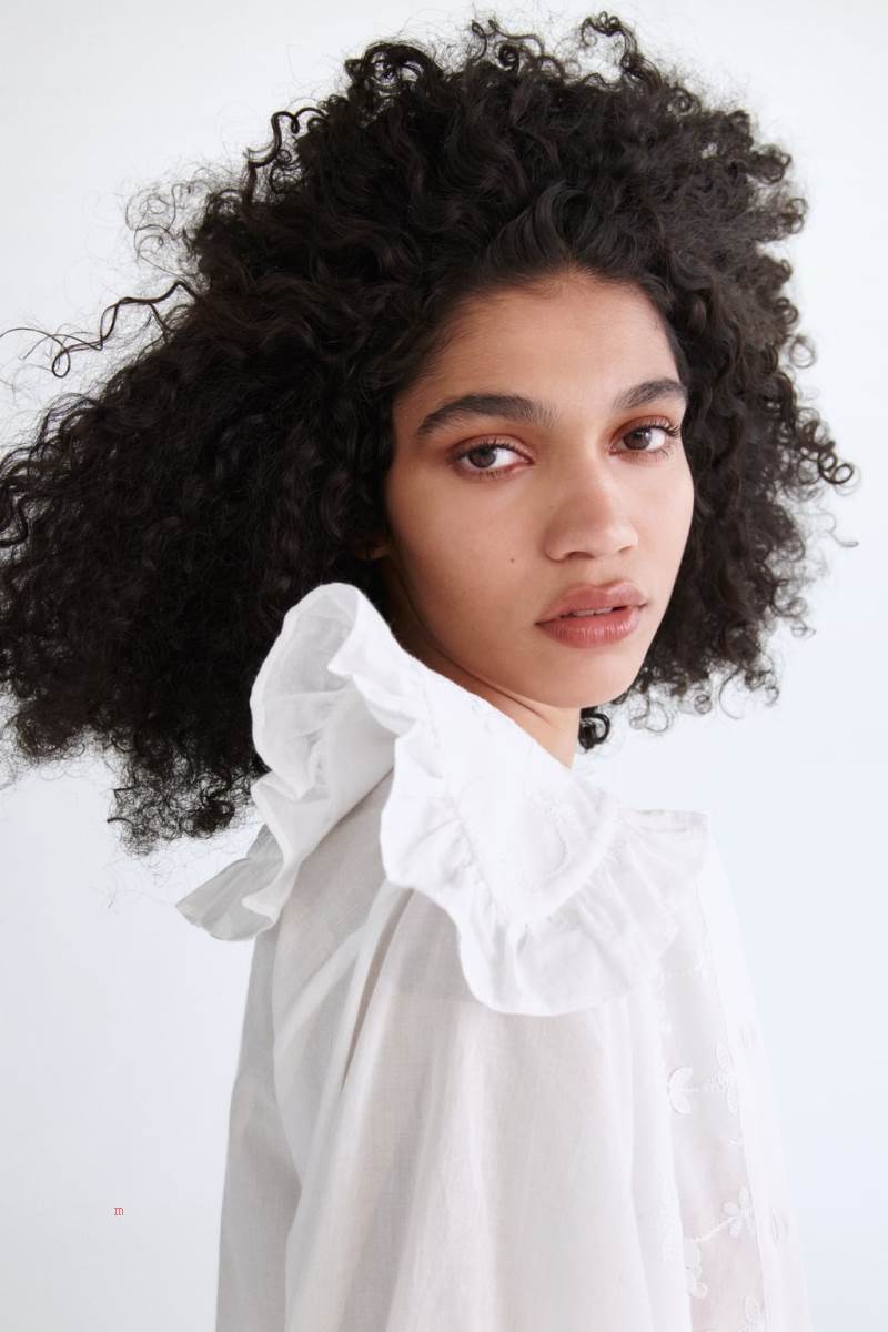 ZARA EMBROIDERED WITH PETER PAN COLLAR Blusar Dam Vita | RKQBW-7431