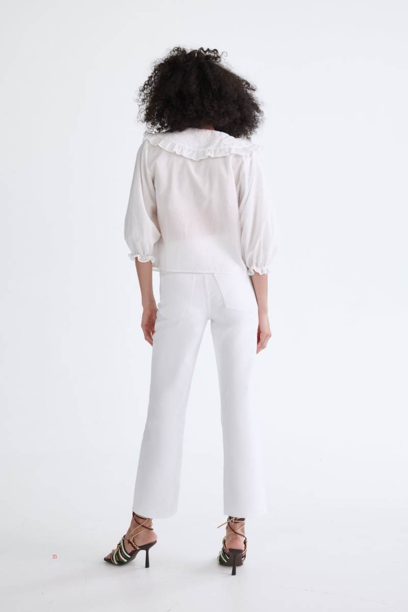 ZARA EMBROIDERED WITH PETER PAN COLLAR Blusar Dam Vita | RKQBW-7431