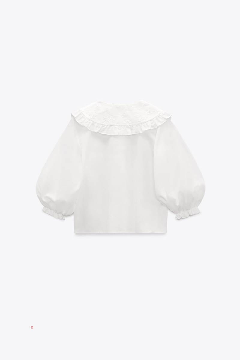 ZARA EMBROIDERED WITH PETER PAN COLLAR Blusar Dam Vita | RKQBW-7431