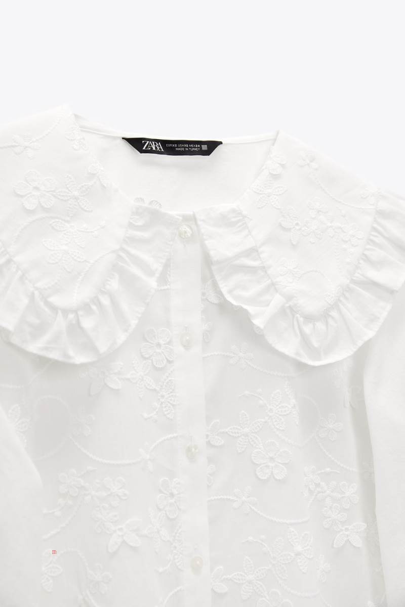 ZARA EMBROIDERED WITH PETER PAN COLLAR Blusar Dam Vita | RKQBW-7431
