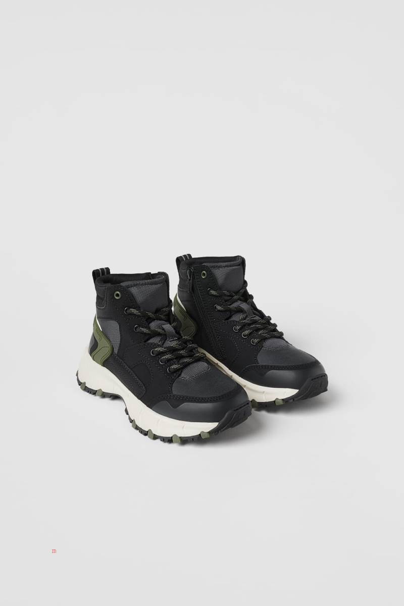 ZARA EXPLORER HIGH-TOP Sneakers Pojke Svarta | LDBYK-0762