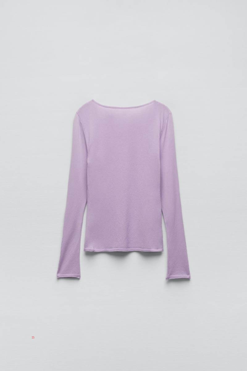 ZARA EXTRA-FINE KNIT Tröjor Dam Ljuslila | VGPOL-6928