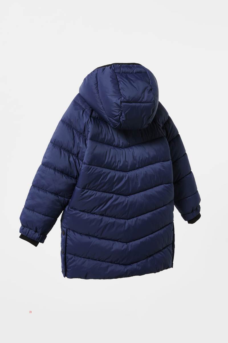 ZARA EXTRA-LIGHT LONG PUFFER Rockar Tjej Marinblå Blå | TQSIR-1094