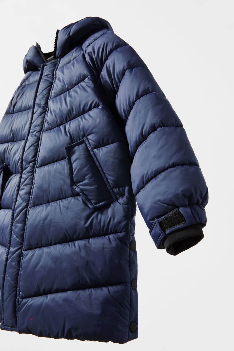 ZARA EXTRA-LIGHT LONG PUFFER Rockar Tjej Marinblå Blå | TQSIR-1094