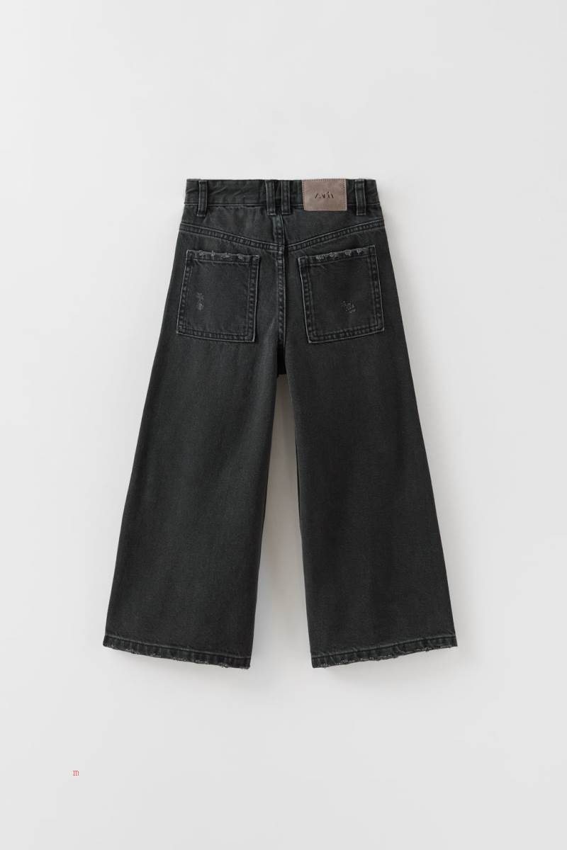 ZARA EXTREME WIDE-LEG Jeans Tjej Svarta | ZRVUT-2916