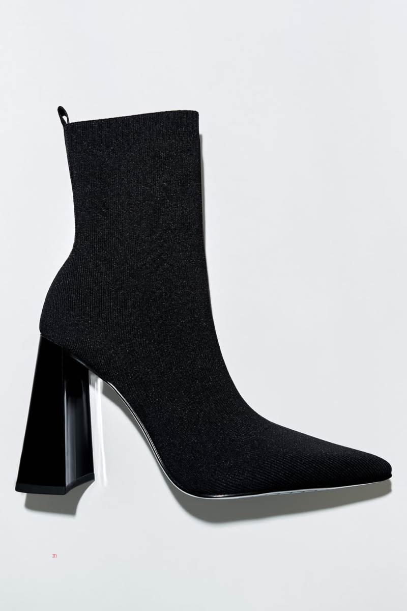 ZARA FABRIC HIGH HEEL Ankelboots Dam Svarta | PIZRA-9178