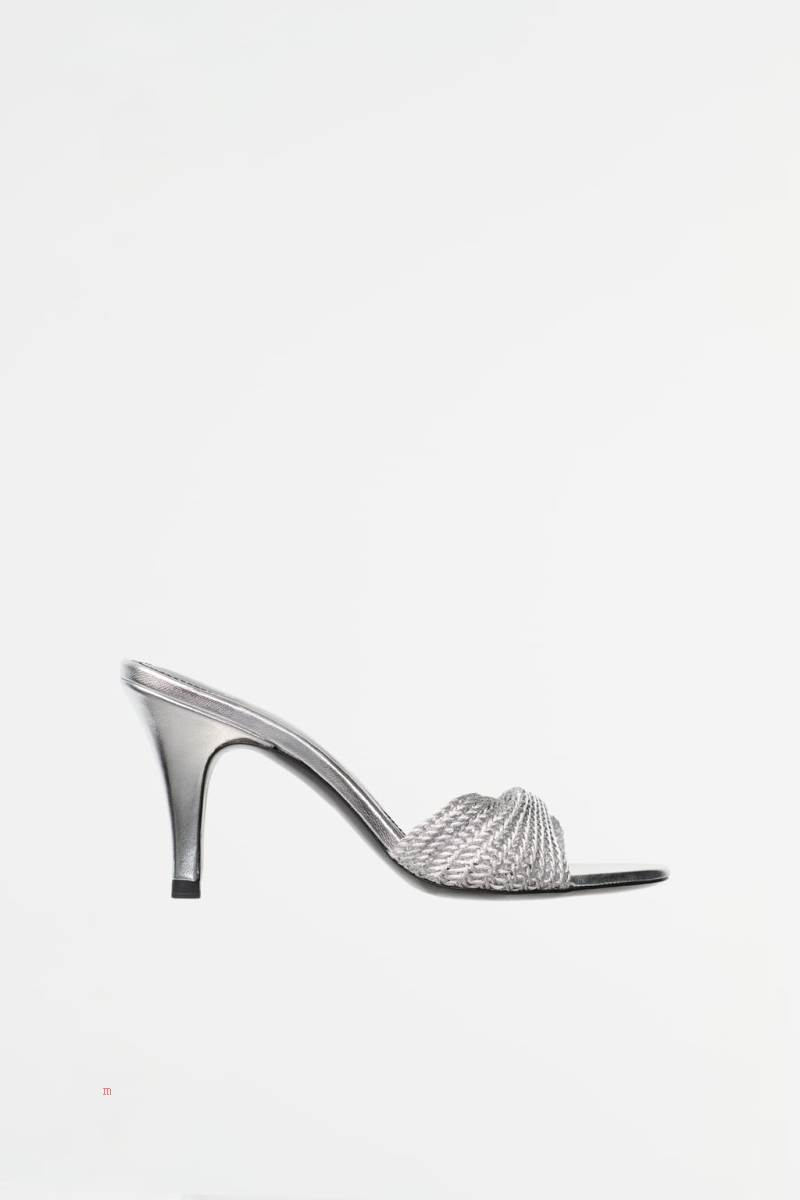 ZARA FABRIC HIGH-HEEL Sandaler Dam Silver | TAIGK-5120