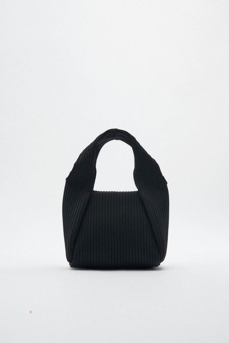 ZARA FABRIC Handväska Dam Svarta | PKJEZ-5639