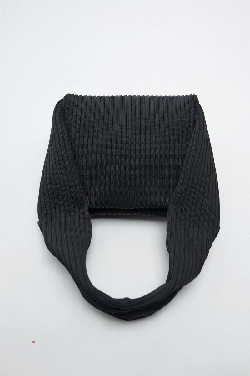 ZARA FABRIC Handväska Dam Svarta | PKJEZ-5639