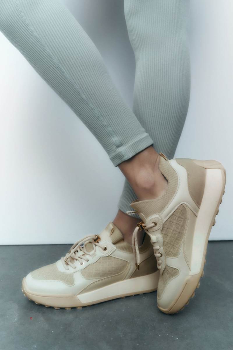 ZARA FABRIC RUNNING Träningsskor Dam Beige | ZANIT-0923
