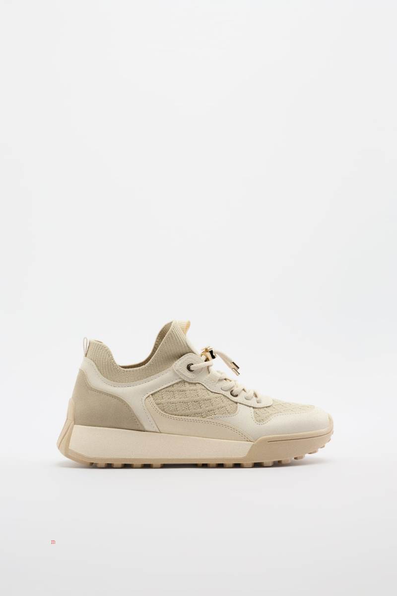 ZARA FABRIC RUNNING Träningsskor Dam Beige | ZANIT-0923