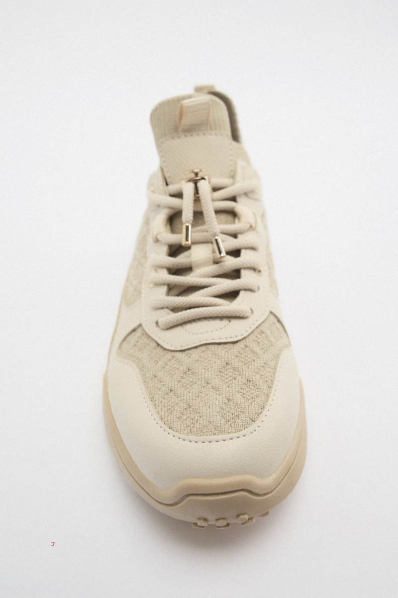 ZARA FABRIC RUNNING Träningsskor Dam Beige | ZANIT-0923