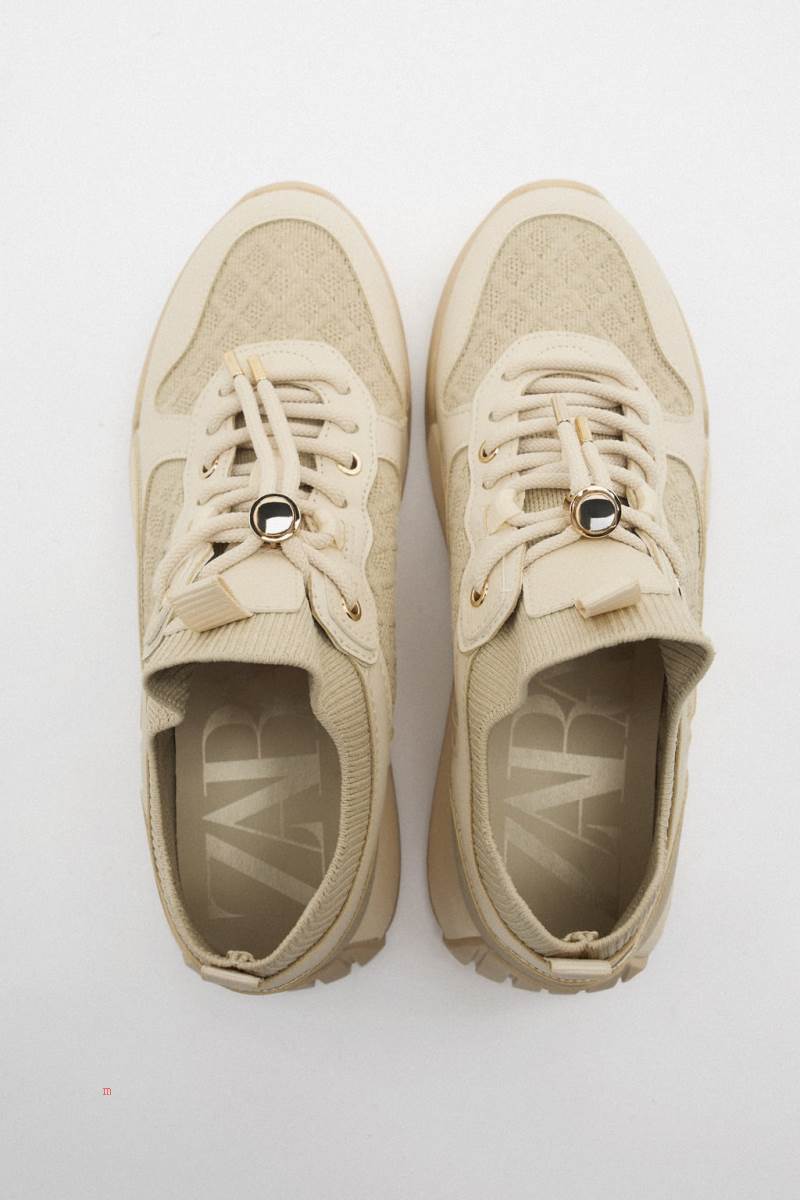 ZARA FABRIC RUNNING Träningsskor Dam Beige | ZANIT-0923