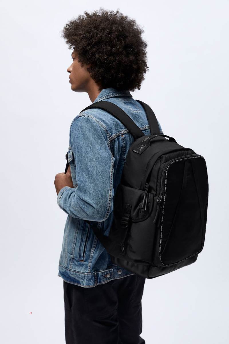ZARA FABRIC Ryggsäck Herr Svarta | NTKGZ-5143