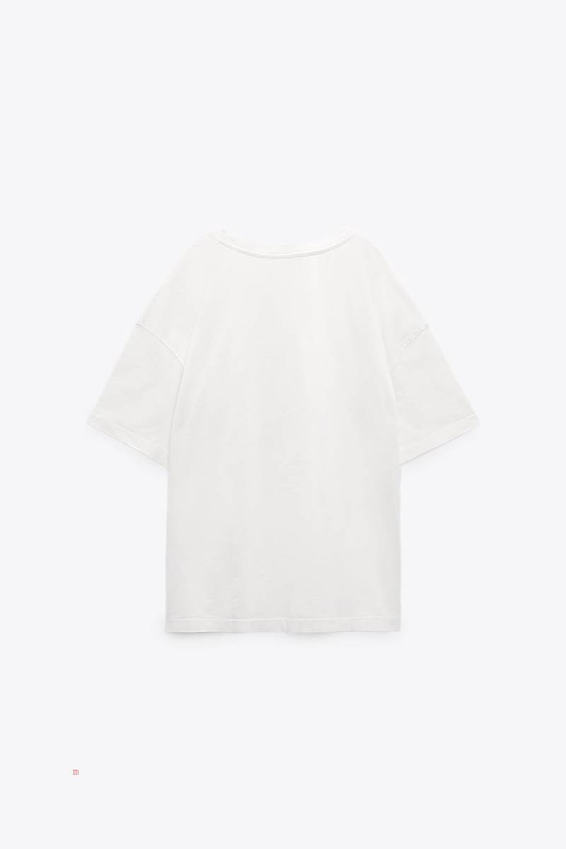 ZARA FADED-EFFECT T-shirt Dam Vita | YXVLC-1562