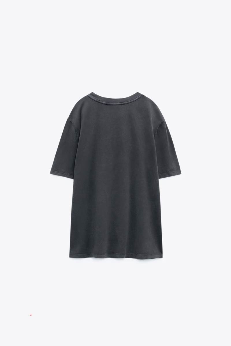 ZARA FADED RHINESTONE T-shirt Dam Mörkgrå | UYFTW-1420