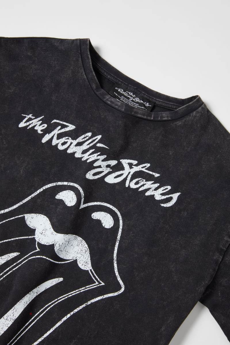 ZARA FADED THE ROLLING STONES ® T-shirt Pojke Svarta | KTIMO-5714