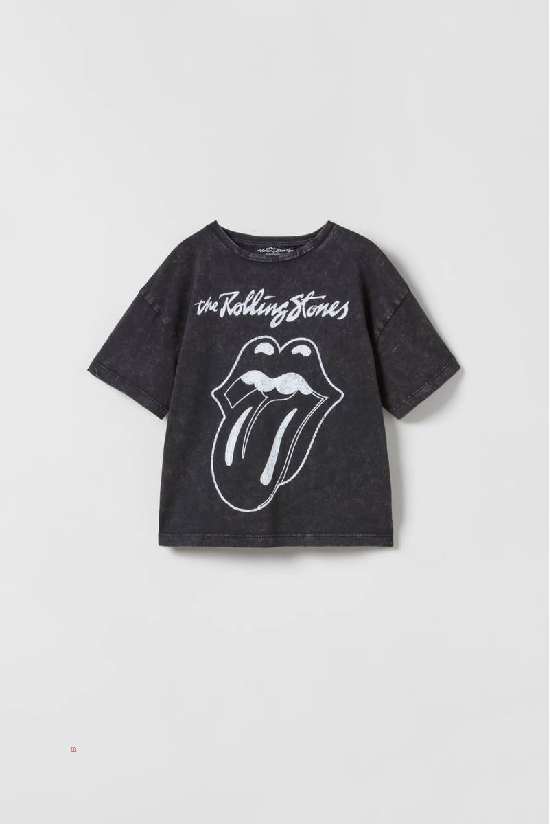ZARA FADED THE ROLLING STONES ® T-shirt Tjej Svarta | VGANE-1832