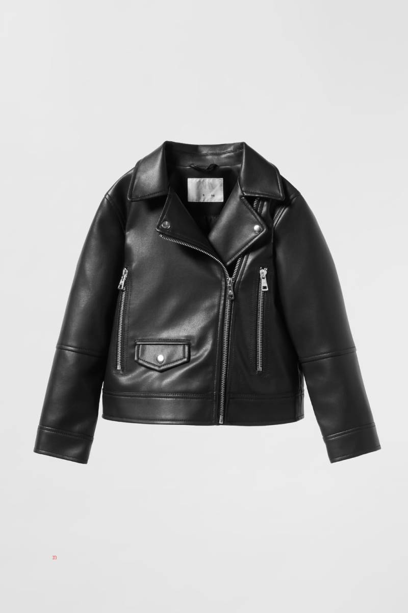 ZARA FAUX LEATHER BIKER Skinnjacka Tjej Svarta | ESRJO-6852