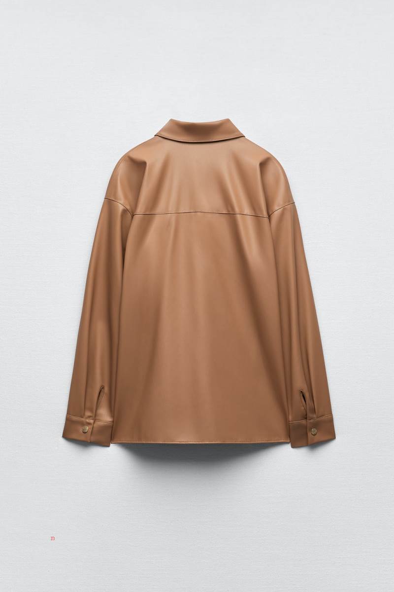 ZARA FAUX LEATHER WITH GOLD-TONED BUTTONS Övertröja Dam Bruna | RDSUT-1026