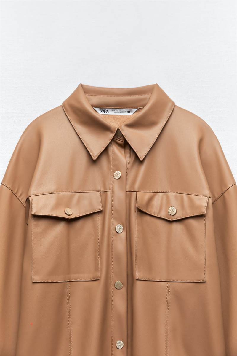 ZARA FAUX LEATHER WITH GOLD-TONED BUTTONS Övertröja Dam Bruna | RDSUT-1026