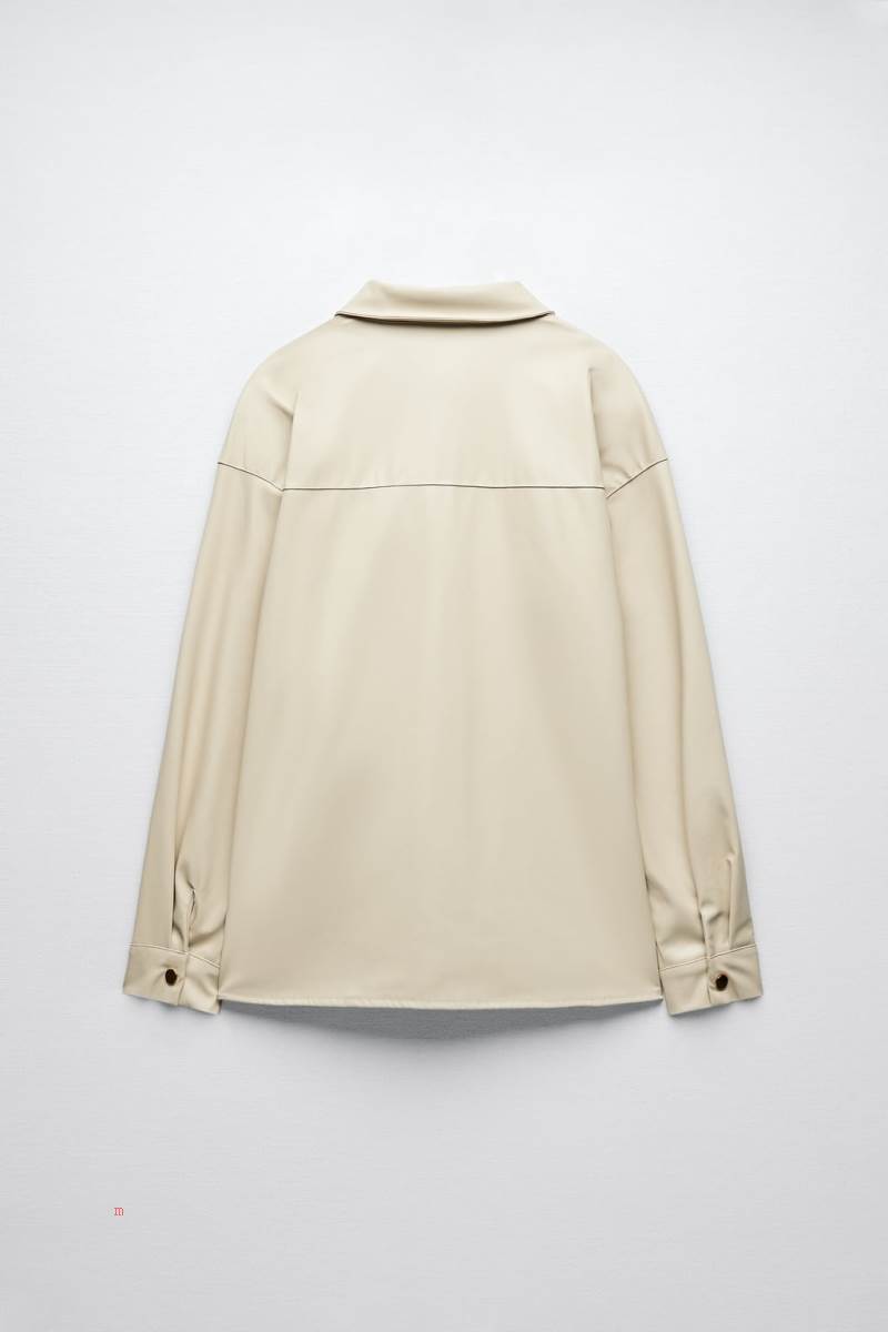 ZARA FAUX LEATHER Övertröja Dam Grå Vita | JPKGL-2061