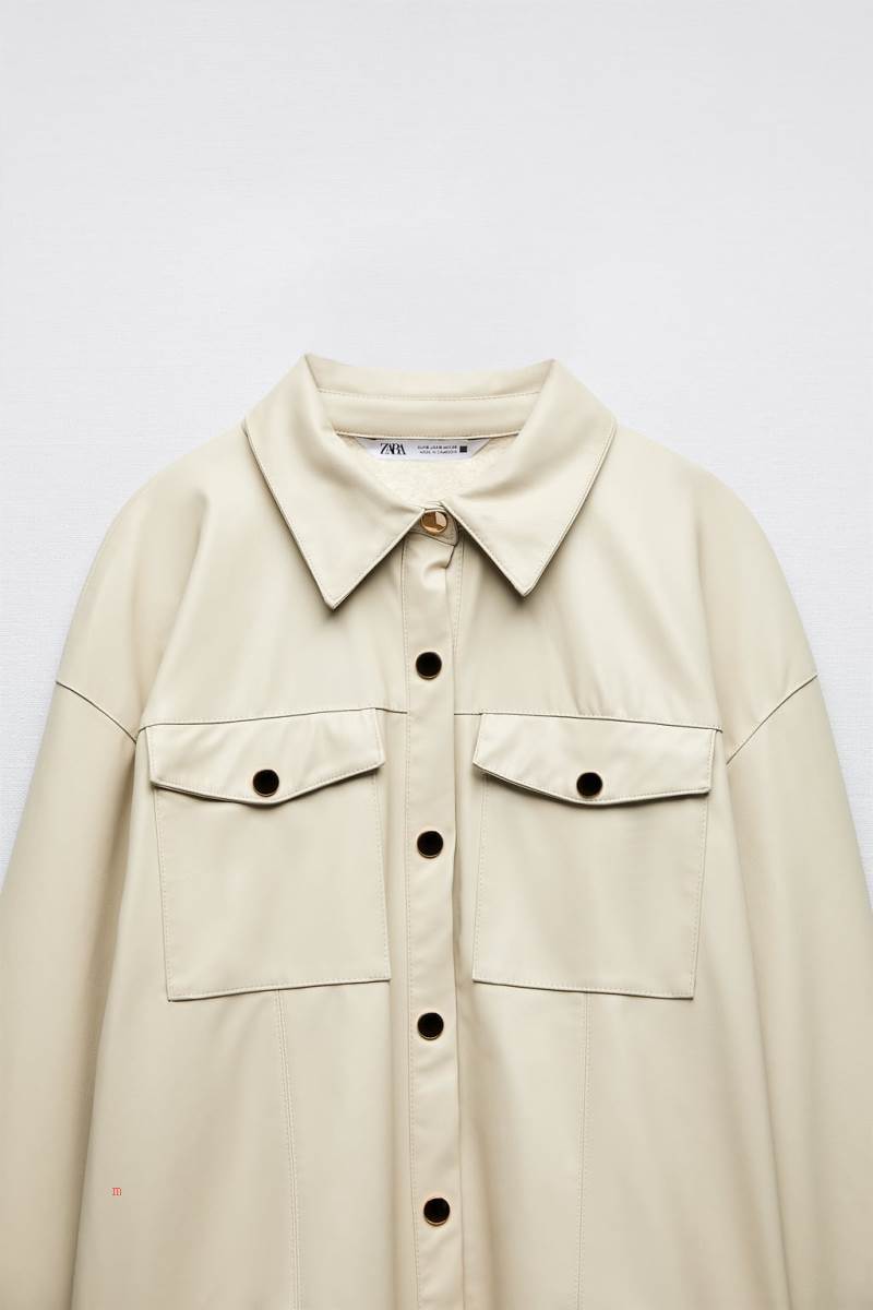ZARA FAUX LEATHER Övertröja Dam Grå Vita | JPKGL-2061