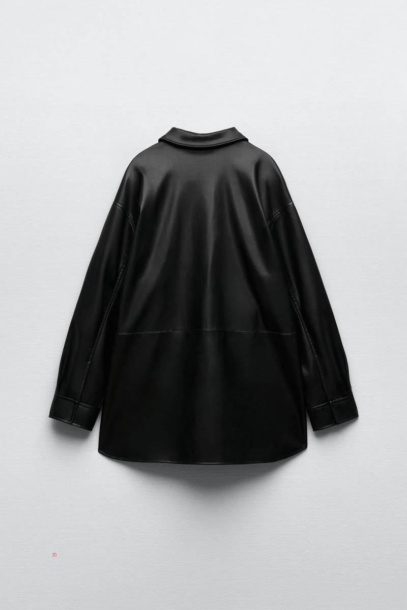 ZARA FAUX LEATHER Övertröja Dam Svarta | BDZTH-2358