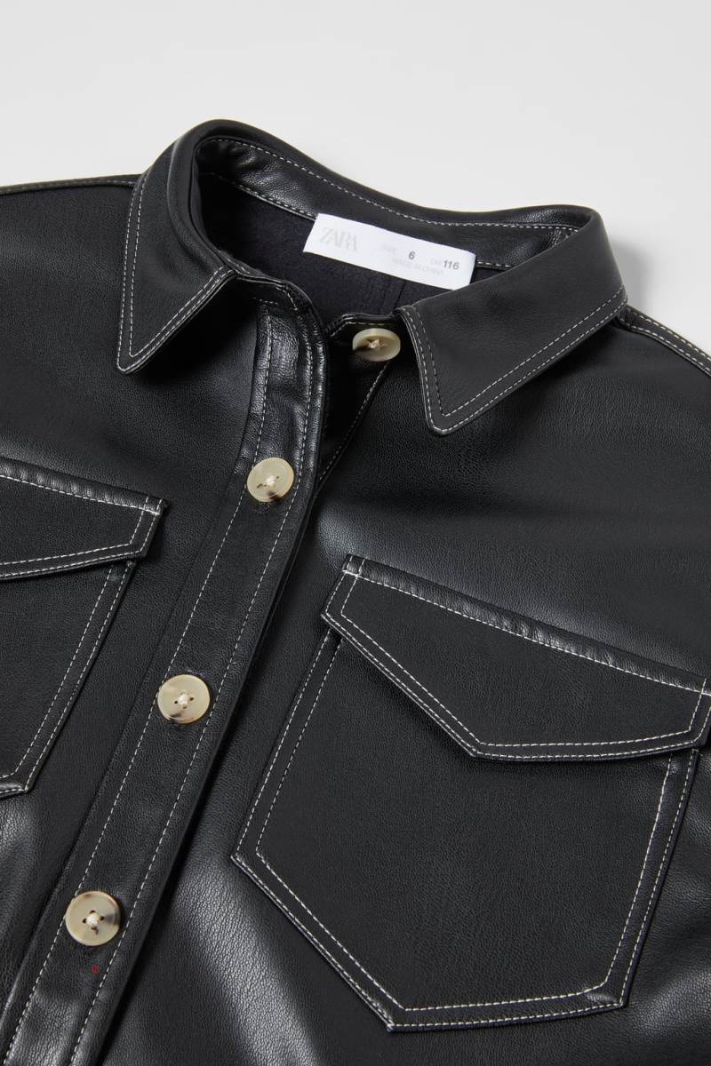 ZARA FAUX LEATHER Övertröja Tjej Svarta | ONGRF-9645