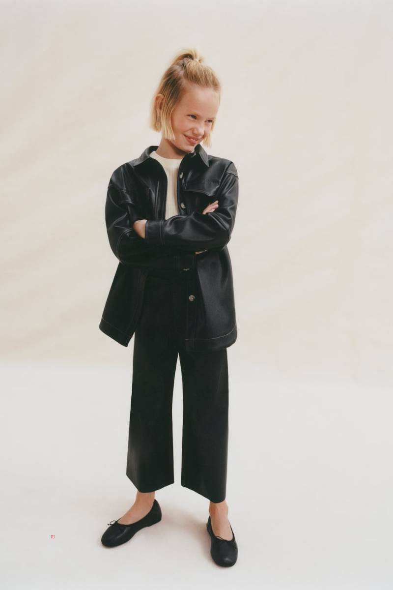 ZARA FAUX LEATHER Övertröja Tjej Svarta | ONGRF-9645