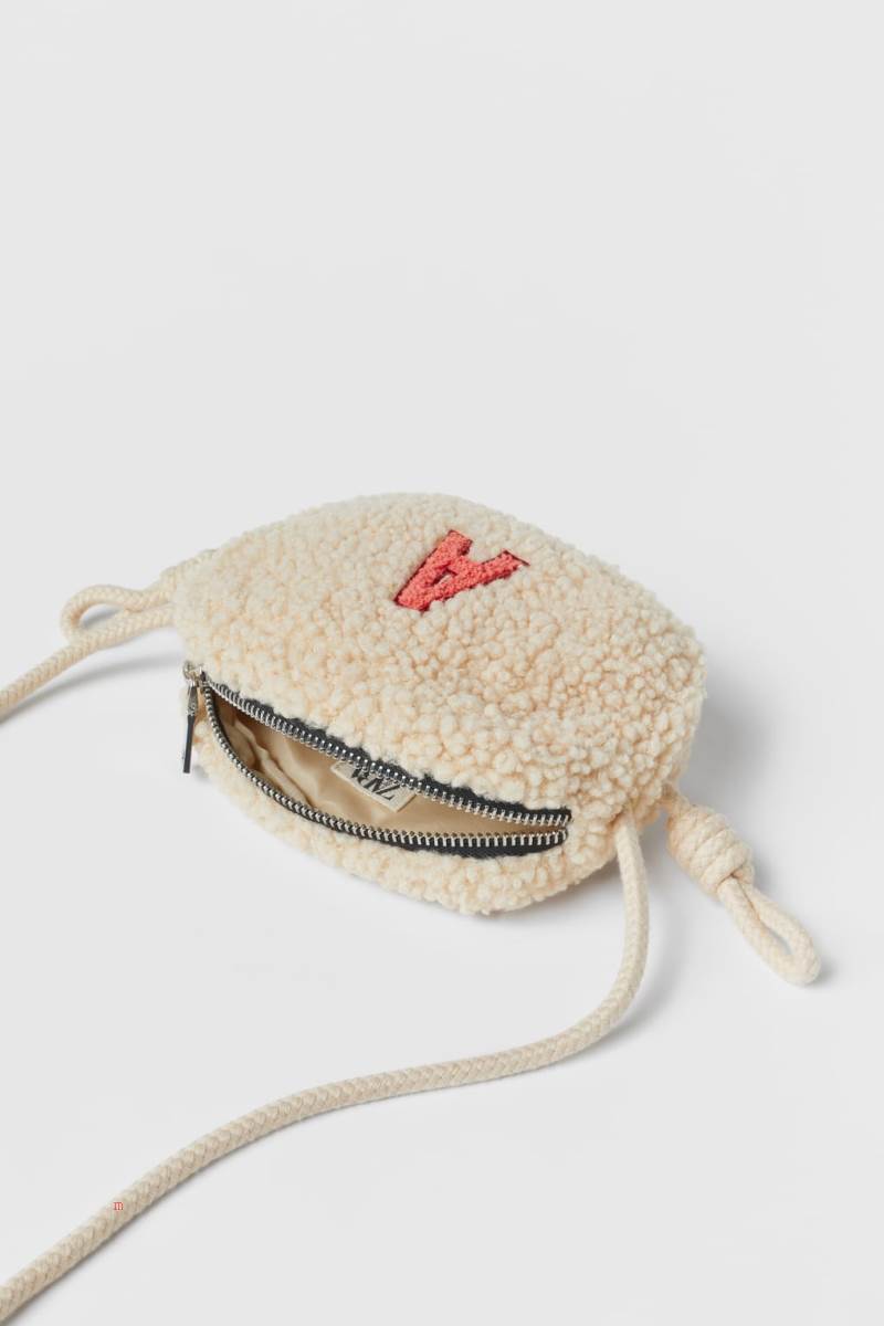 ZARA FAUX SHEARLING BAG Handväska Tjej Vita | OAHSL-9281