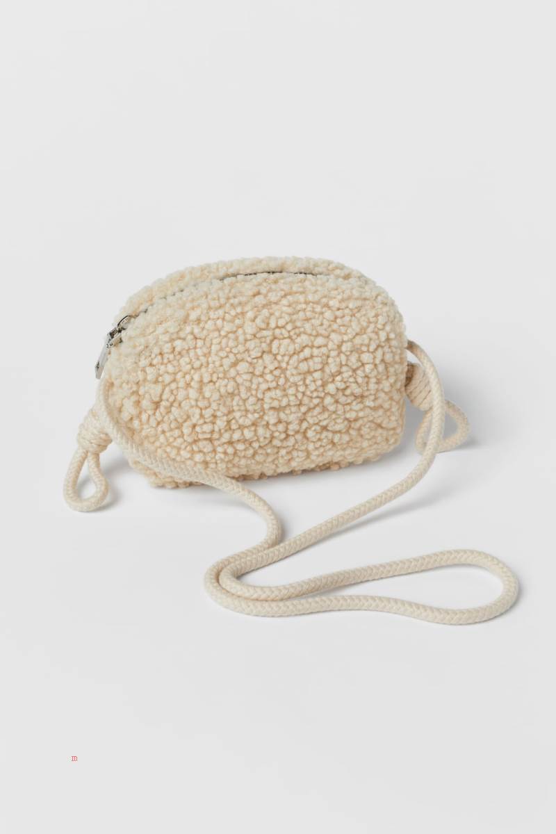 ZARA FAUX SHEARLING BAG Handväska Tjej Vita | OAHSL-9281