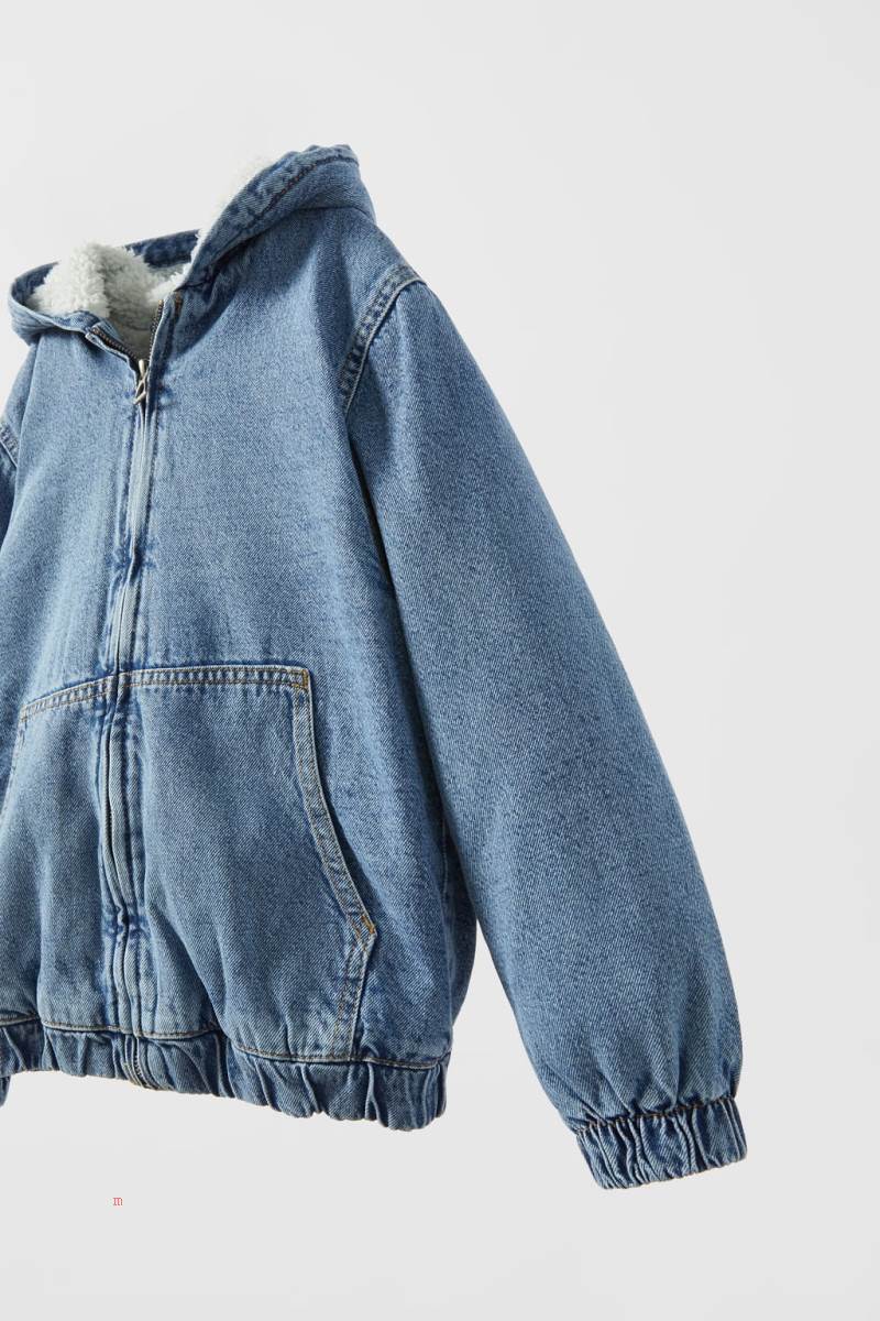 ZARA FAUX SHEARLING Jeansjacka Pojke Blå | MQSGR-6924