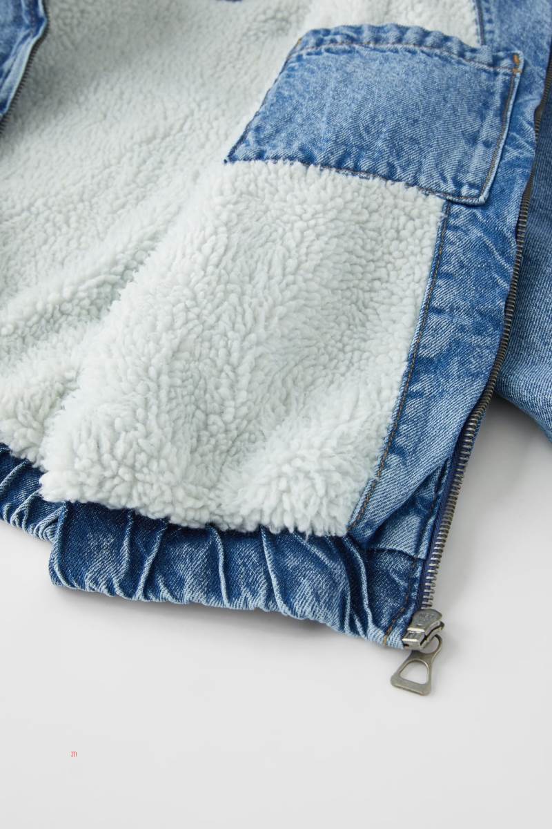 ZARA FAUX SHEARLING Jeansjacka Pojke Blå | MQSGR-6924