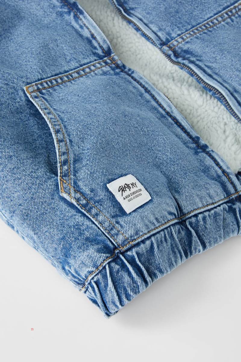ZARA FAUX SHEARLING Jeansjacka Pojke Blå | MQSGR-6924