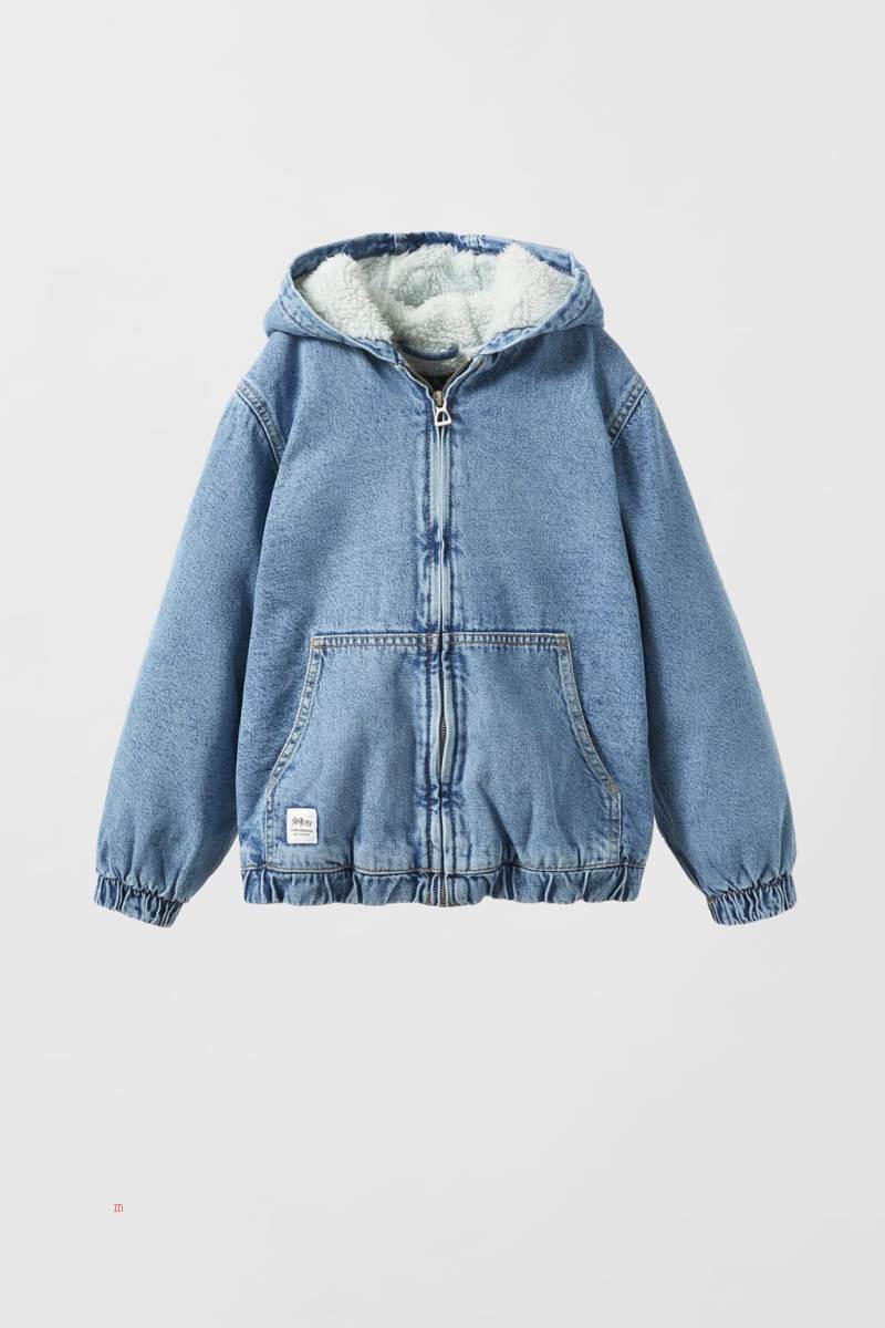 ZARA FAUX SHEARLING Jeansjacka Pojke Blå | MQSGR-6924