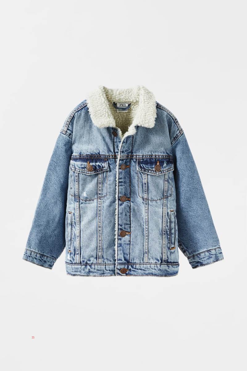 ZARA FAUX SHEARLING Jeansjacka Pojke Blå | WKPDN-3658