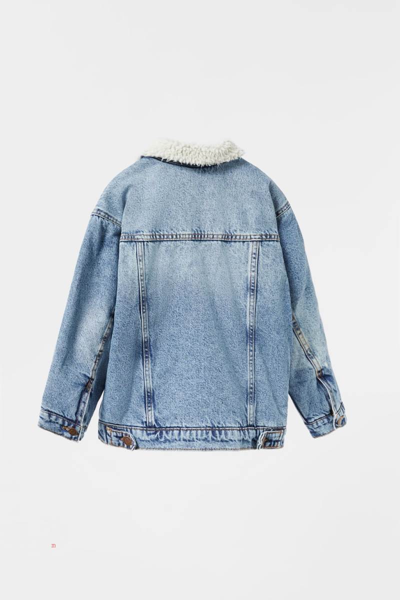 ZARA FAUX SHEARLING Jeansjacka Pojke Blå | WKPDN-3658