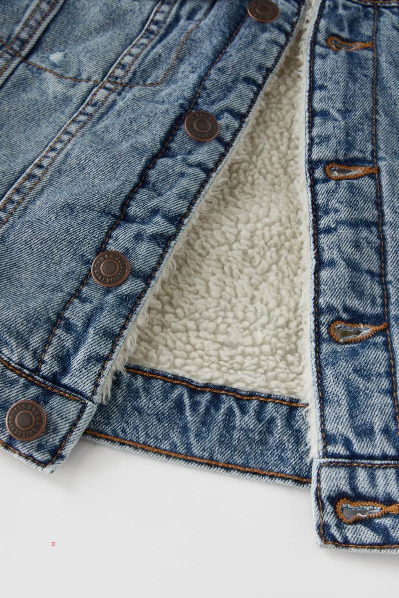 ZARA FAUX SHEARLING Jeansjacka Pojke Blå | WKPDN-3658
