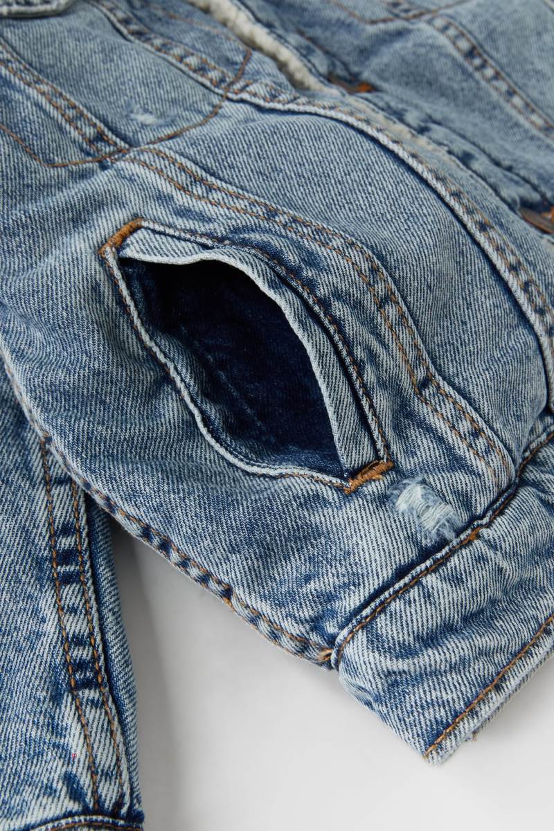 ZARA FAUX SHEARLING Jeansjacka Pojke Blå | WKPDN-3658