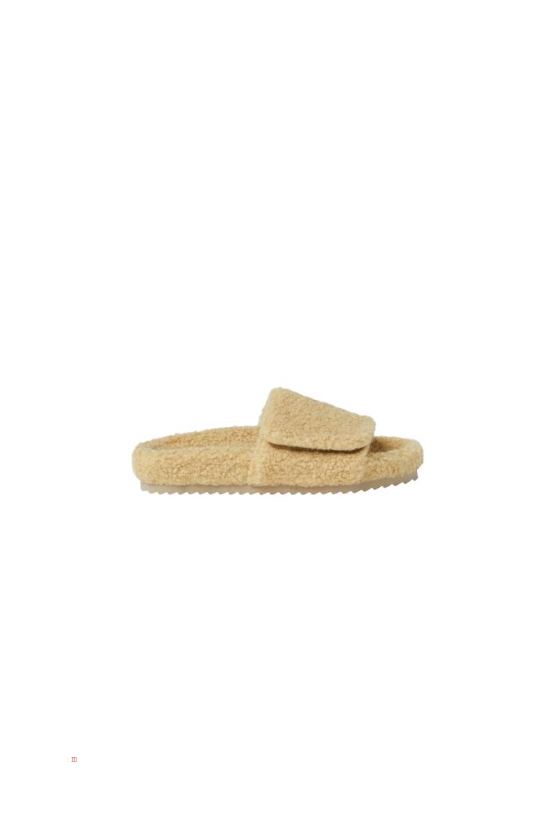 ZARA FAUX SHEARLING Sandaler Tjej Beige | YVKCU-8326
