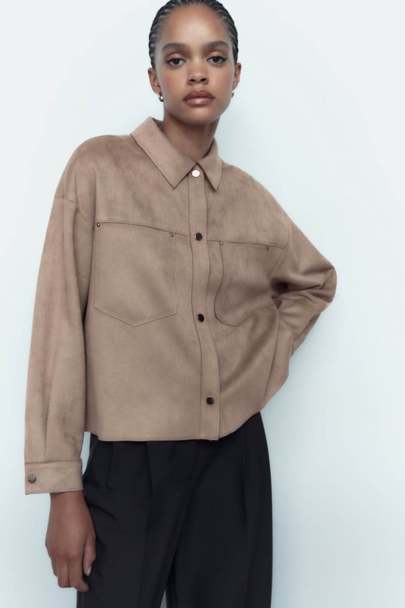 ZARA FAUX SUEDE SHORT Övertröja Dam Grå | WKEAG-6348