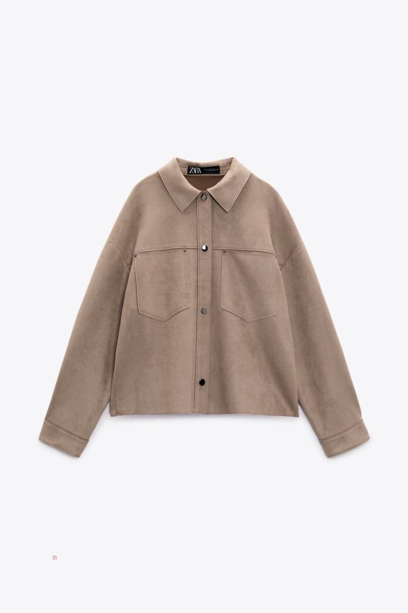 ZARA FAUX SUEDE SHORT Övertröja Dam Grå | WKEAG-6348
